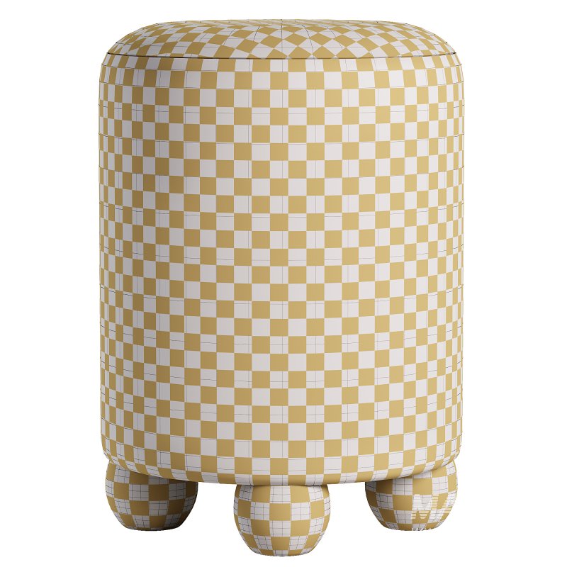 Pouffe with Ball Feet, Mohair - Image 1