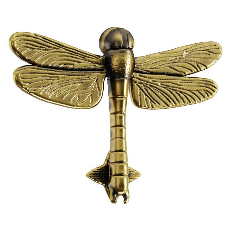 Antique Brass Dragonfly Design Front Door Knocker Vintage Style - Image 4