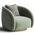 Swivel Armchair In Boucle Fabrics Brushed Brass Base - Thumbnail 3