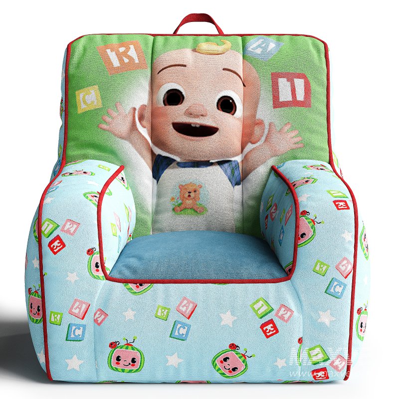 Cocomelon Square Blue Polyester Beanbag Chair for Kids - Image 3