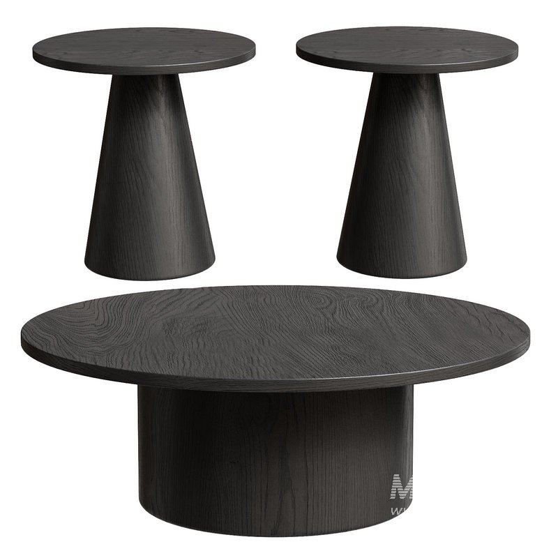 Carnisha 3 – Piece Round Black Coffee Table Sets - Image 5