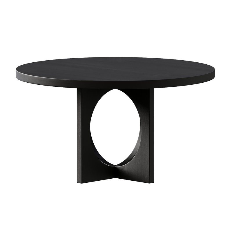 Black Wood Round Geometric Dining Table - Image 4