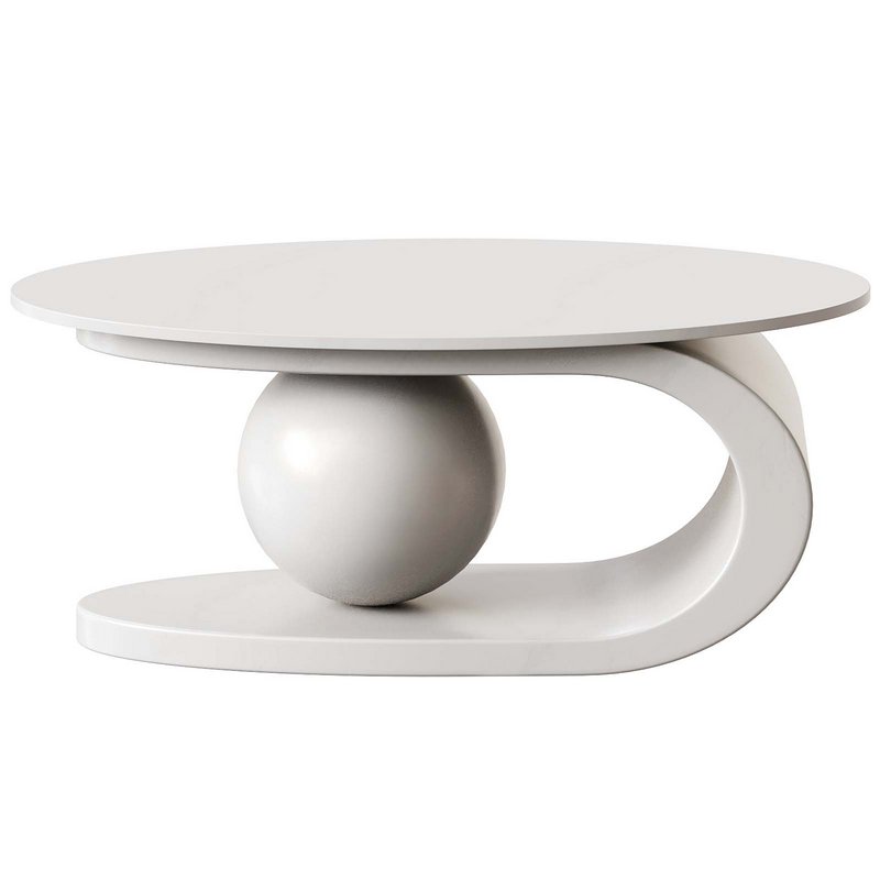 Oval White Coffee Table Low Furniture For Home - Image 3