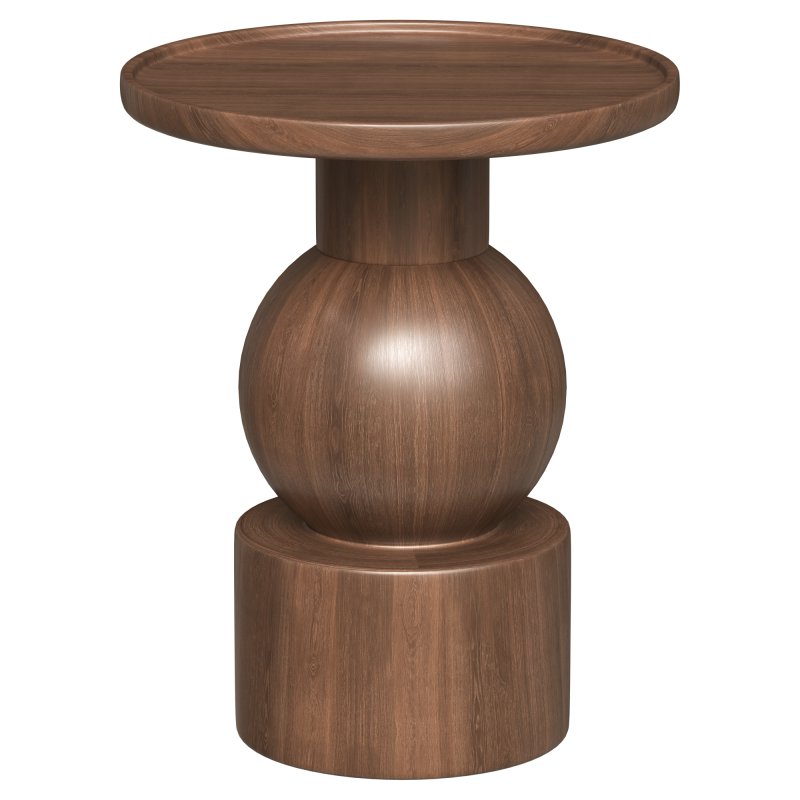 Round walnut side table - Image 1