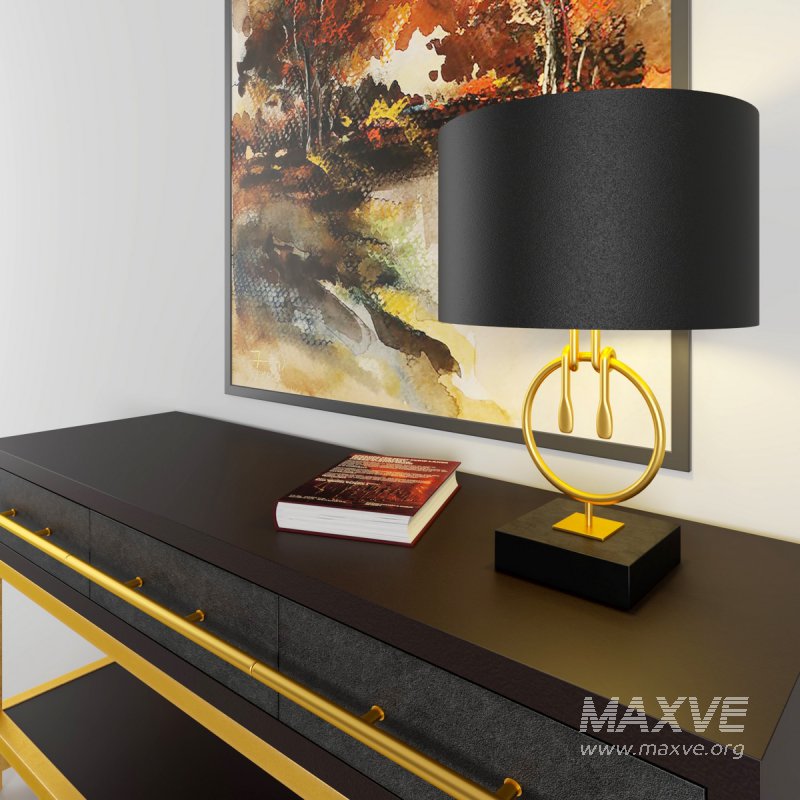 Console Table and Decor Painting of Autumn Trees - Image 2