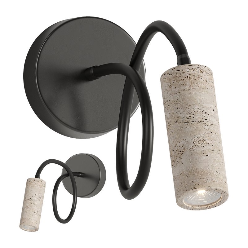 Traditional Japanese Cylinder Strip Iron Travertine 1-Light - Image 2