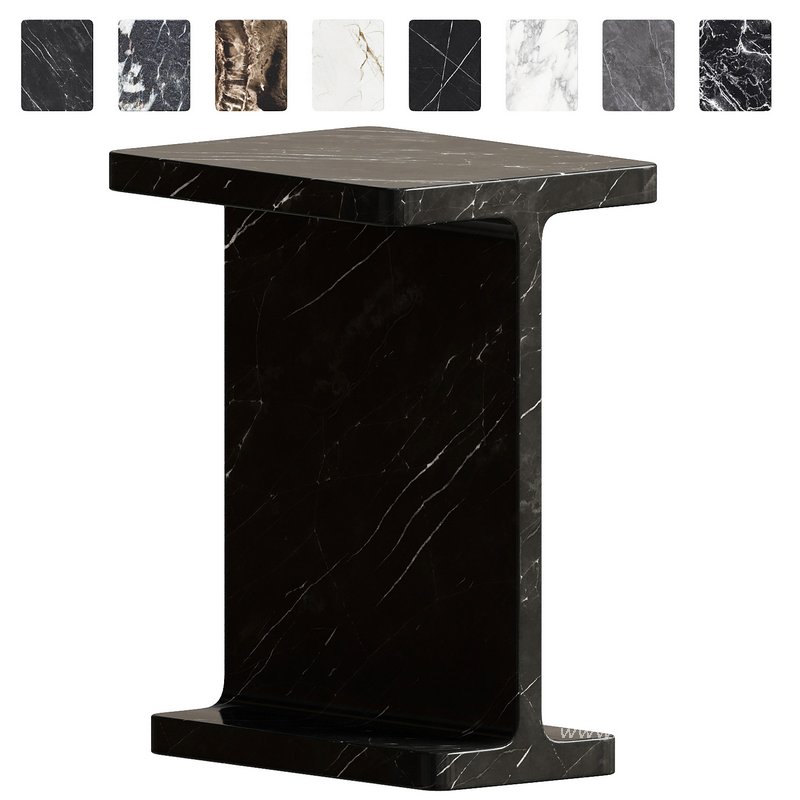 I Beam Black Marble Side Table - Image 3