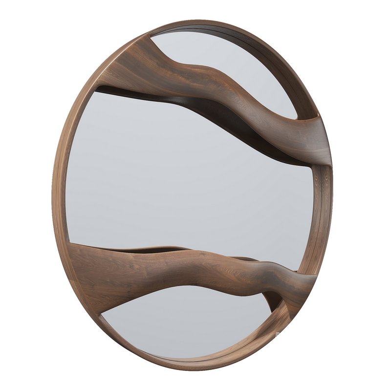 Walnut Wood Mirror Wall Decor - Image 2