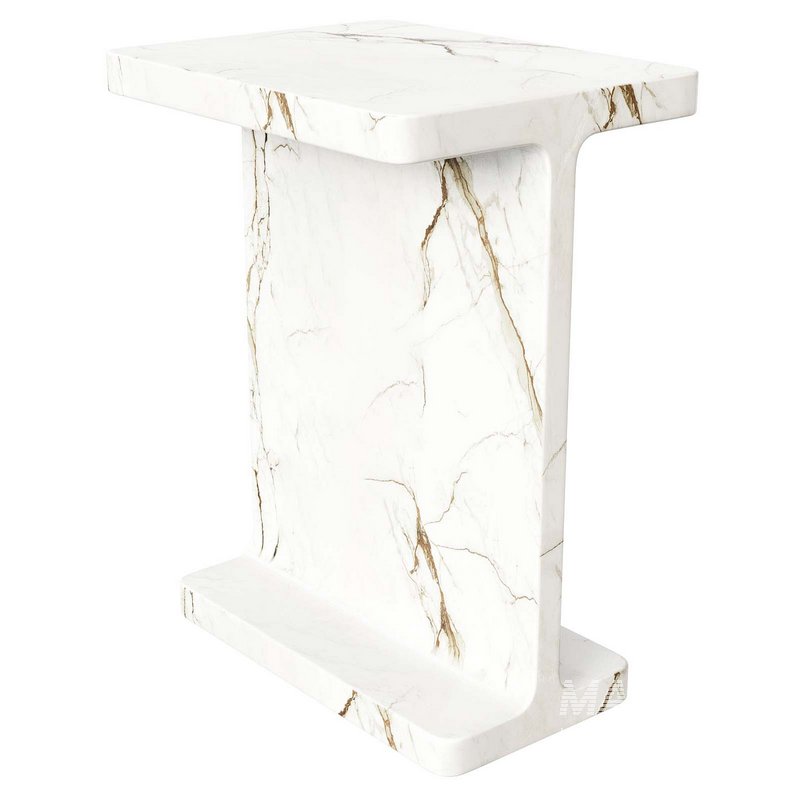 I Beam Black Marble Side Table - Image 2
