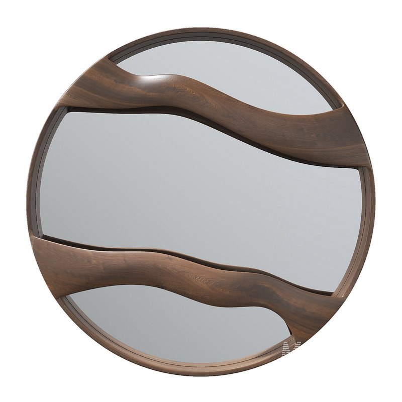 Walnut Wood Mirror Wall Decor - Image 1