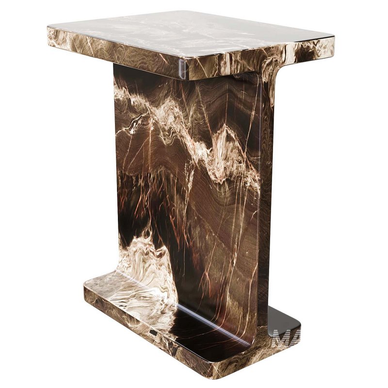 I Beam Black Marble Side Table - Image 5