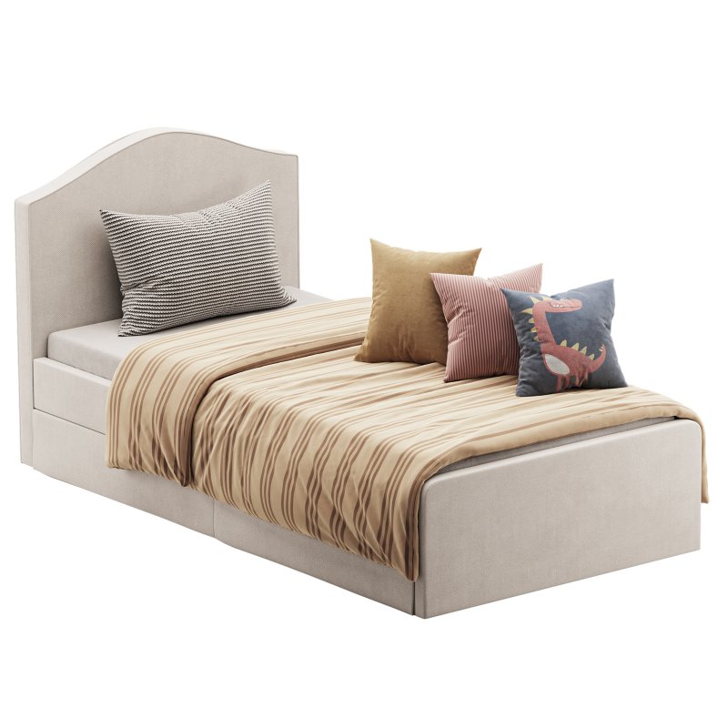 Upholstered bed frame Kilanda light beige Luroy Standard Single - Image 1