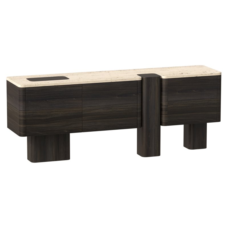 Wood and marble coffee table - Image 3