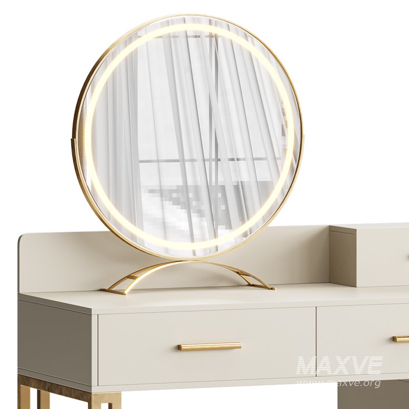 Bureau de coiffeuse avec tabouret et miroir DEL Grosmark - Image 12