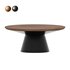 Black Metal Pedetal Base With Brown Wood Top Coffee Table - Thumbnail 4