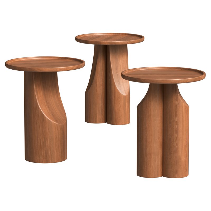 Round walnut side table - Image 1
