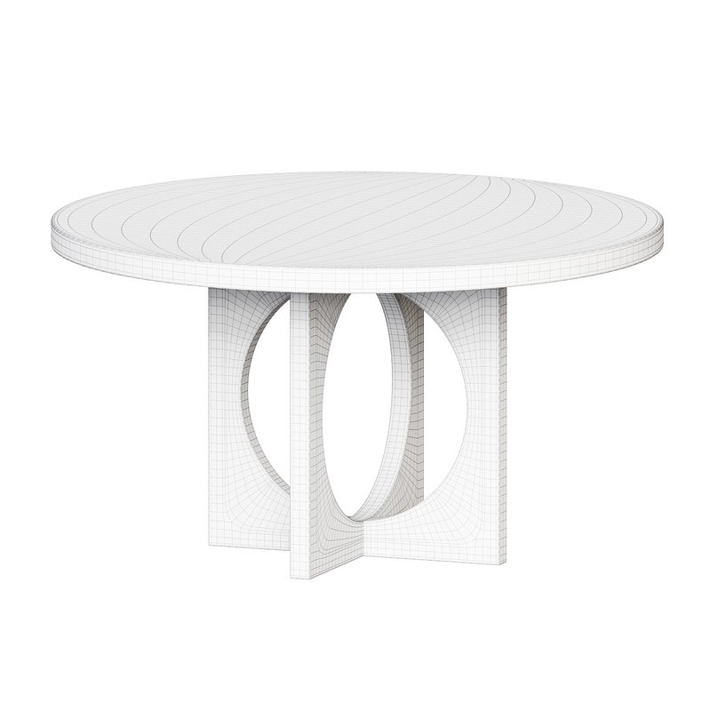 Black Wood Round Geometric Dining Table - Image 3