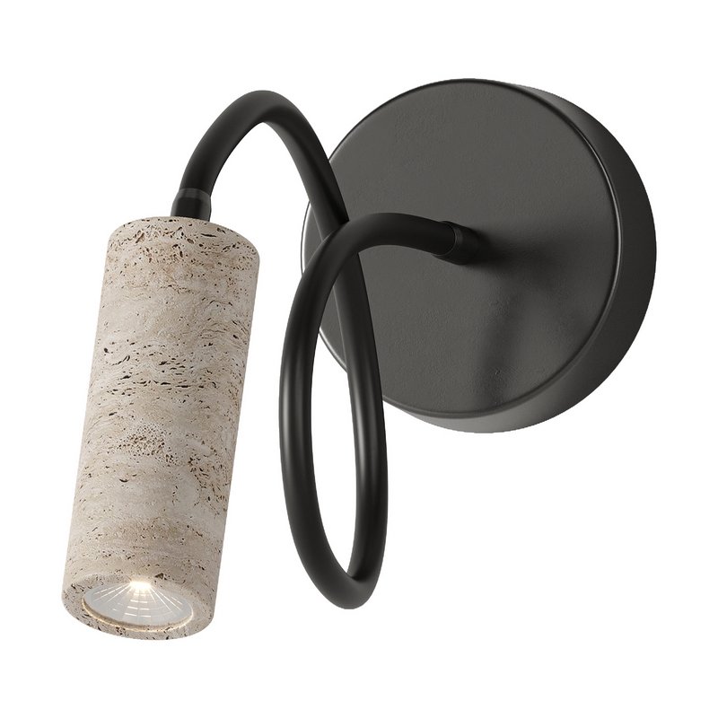 Traditional Japanese Cylinder Strip Iron Travertine 1-Light - Image 1