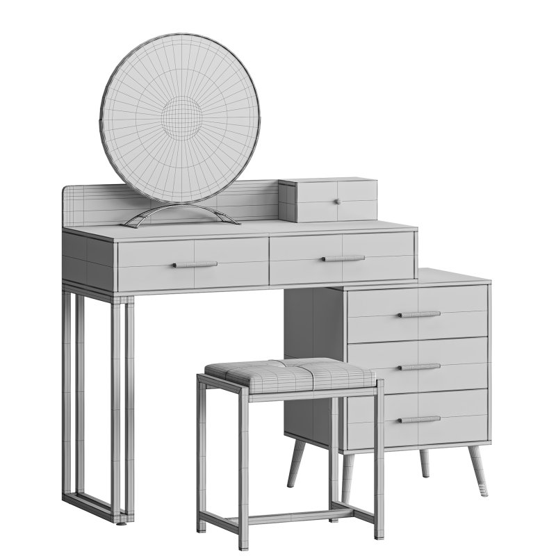 Bureau de coiffeuse avec tabouret et miroir DEL Grosmark - Image 14