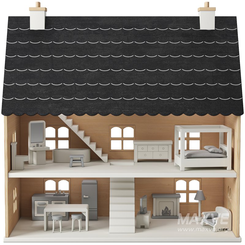 Wonder and Wise Wooden Kids Dollhouse Toy(Crate and Barrel) - Image 1