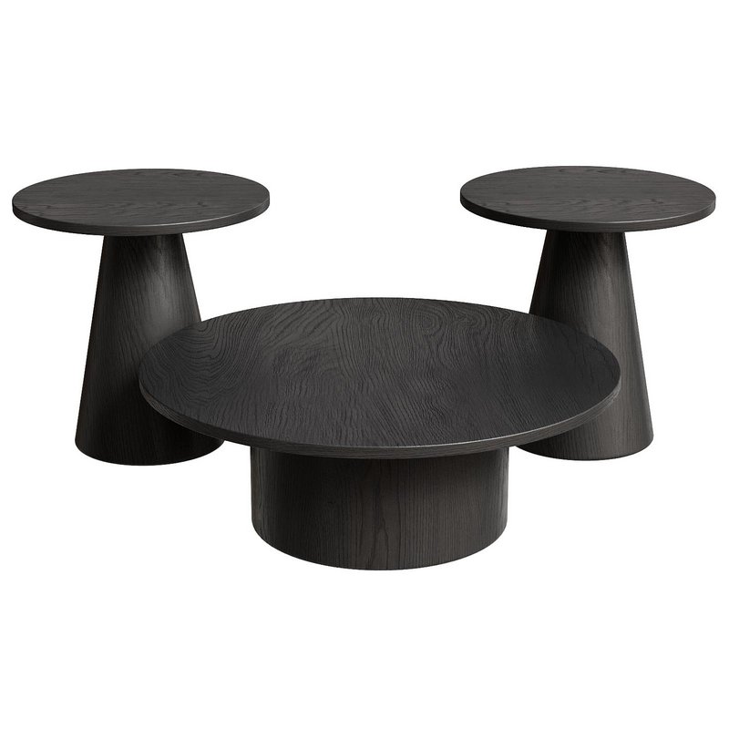 Carnisha 3 – Piece Round Black Coffee Table Sets - Image 1