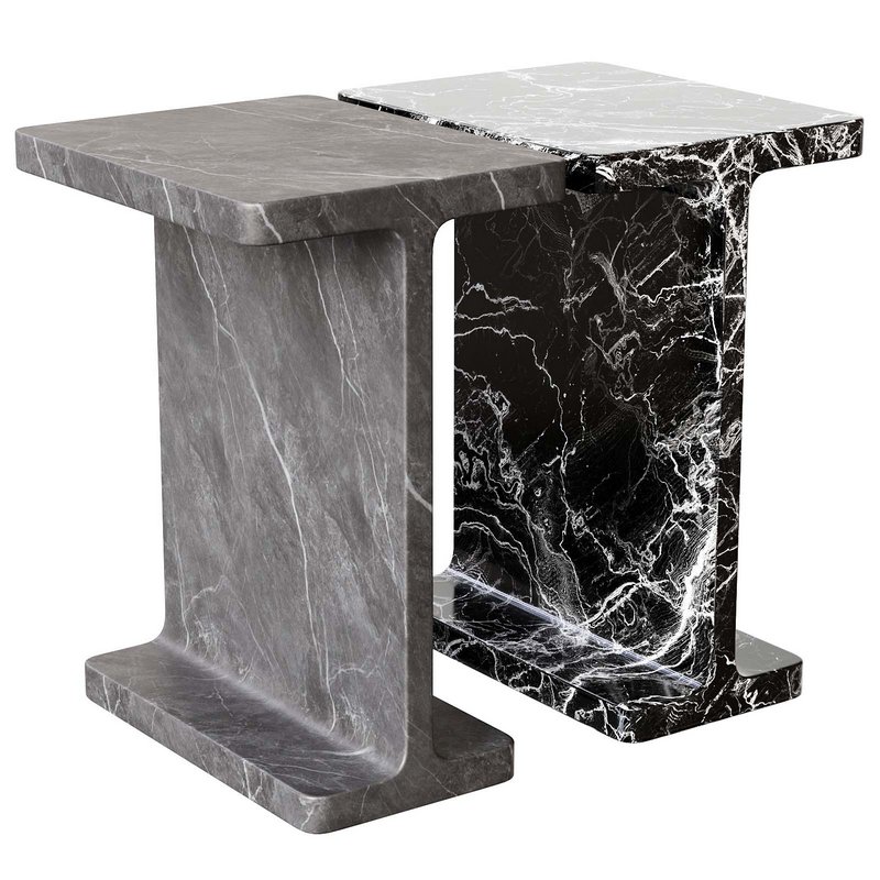 I Beam Black Marble Side Table - Image 6