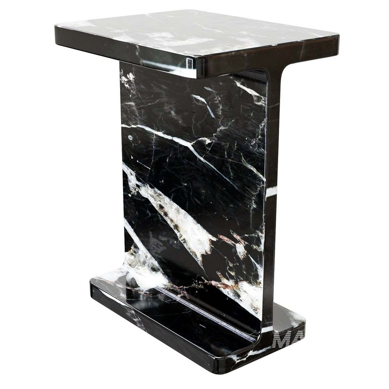 I Beam Black Marble Side Table - Image 4