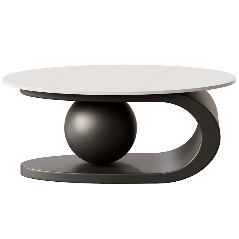 Oval White Coffee Table Low Furniture For Home - Image 4