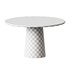 Round Marble Dining Table – Walnut Wood Cylinder Base - Thumbnail 1