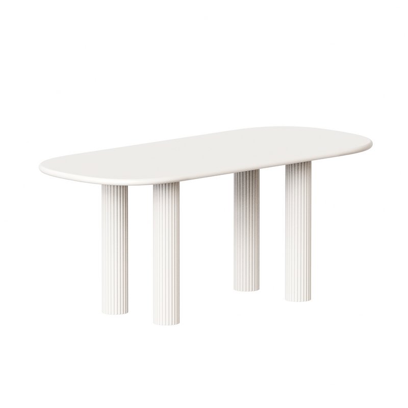Pine Solid Wood Oval White Dining Table - Image 5