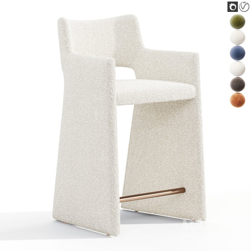 Foley Olive Green Velvet Counter Stool - Image 5