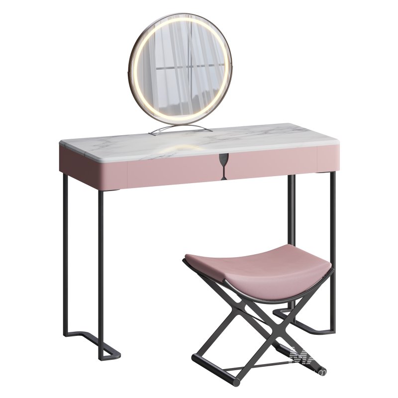 Ensemble de coiffeuse 39,37 bois massif minimaliste - Image 2