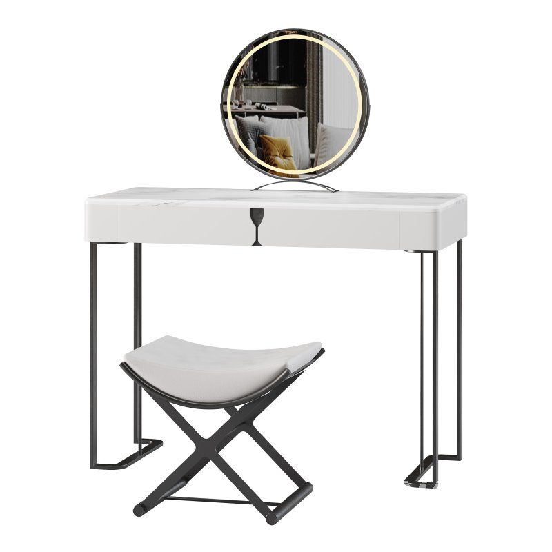 Ensemble de coiffeuse 39,37 bois massif minimaliste - Image 6