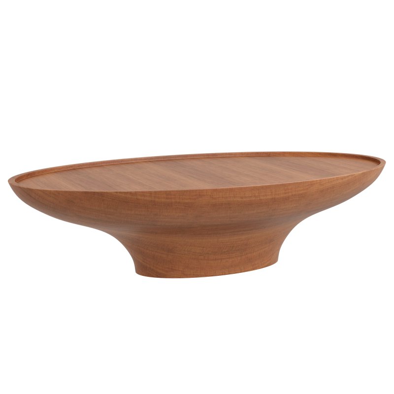 Oval Light Brown Oak Wood Coffee Table - Image 1