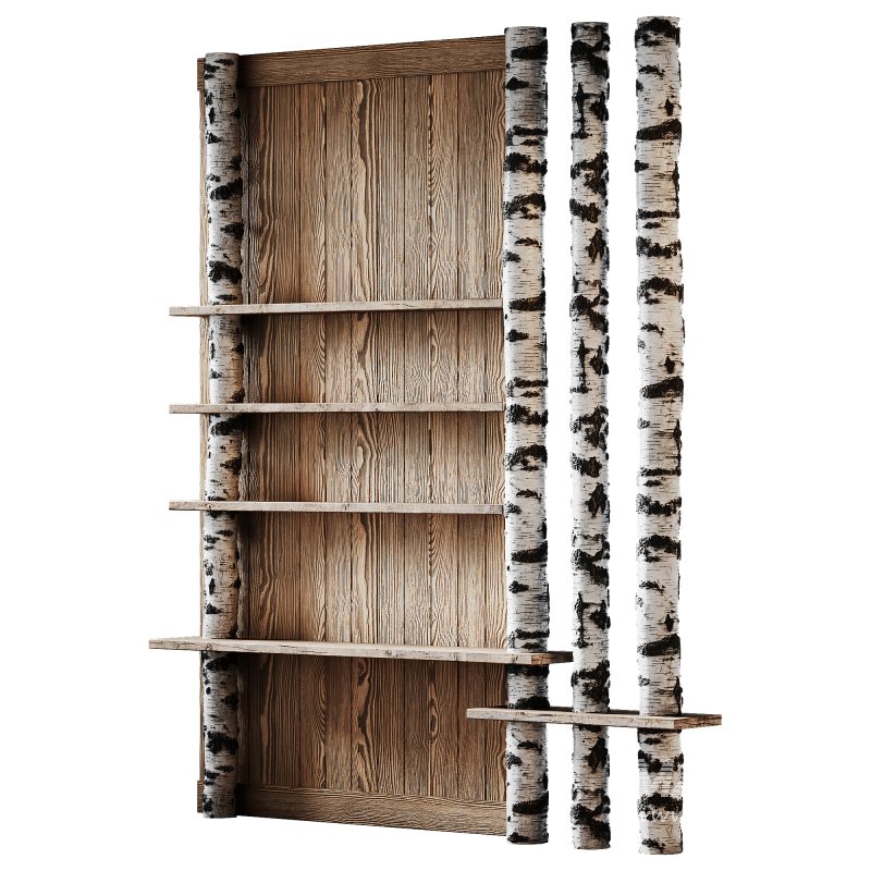 Shelves with partition made of birch - Image 2
