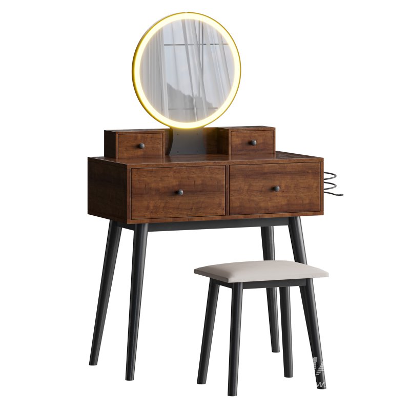 Ensemble coiffeuse avec tabouret et miroir Kyla - Image 10