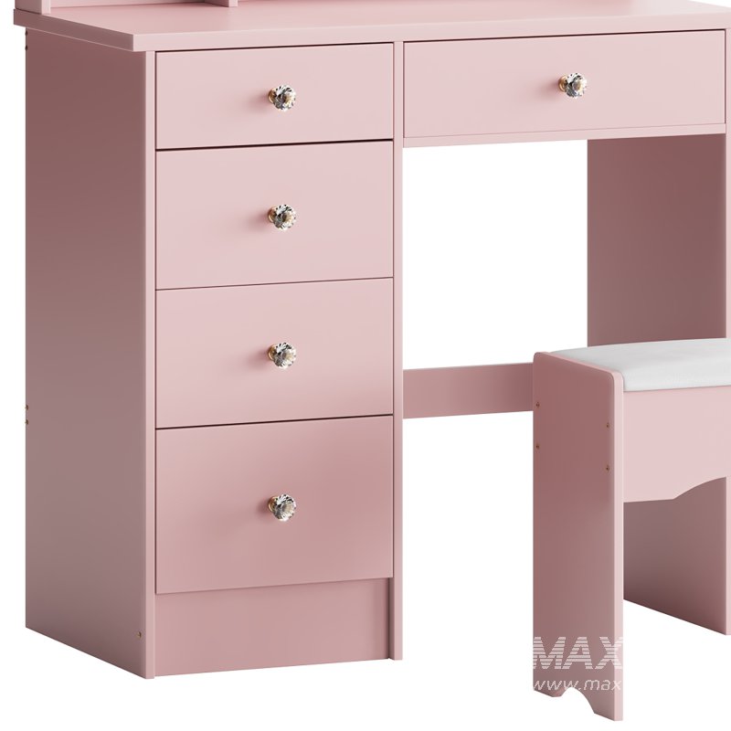 Ensemble coiffeuse avec tabouret et miroir Willodine - Image 9