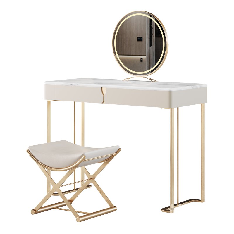 Ensemble de coiffeuse 39,37 bois massif minimaliste - Image 1