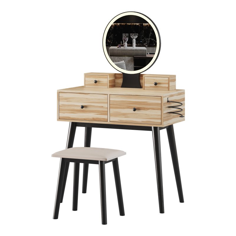 Ensemble coiffeuse avec tabouret et miroir Kyla - Image 7