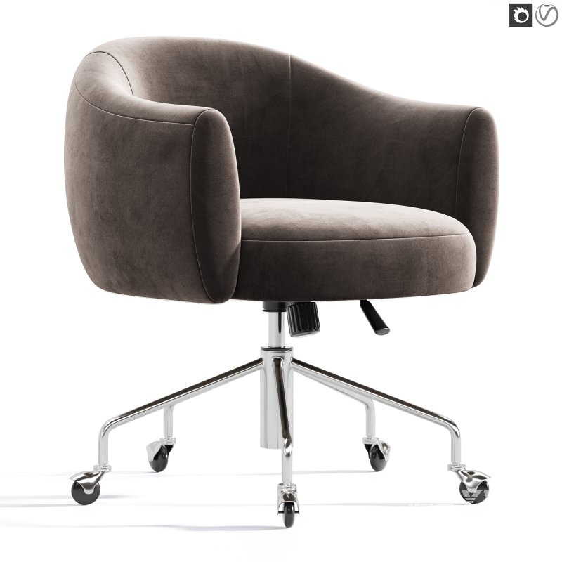 Ellessi Peppered Grey Boucle Swivel Office Chair - Image 4