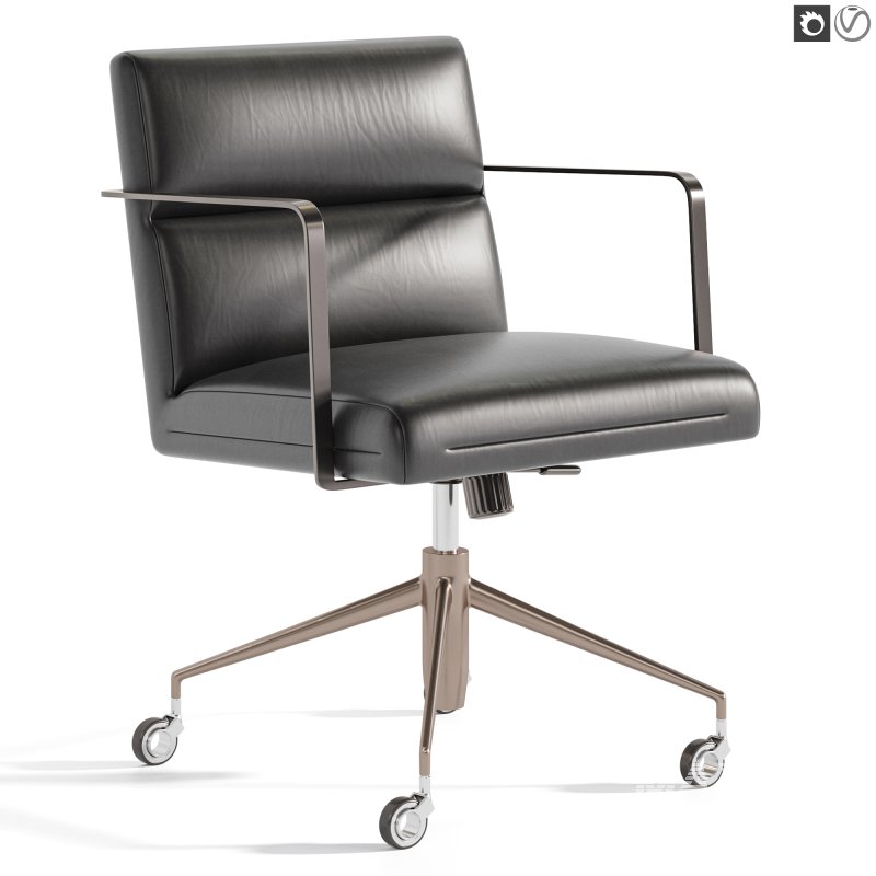 Etana Black Leather Office Chair - Image 3