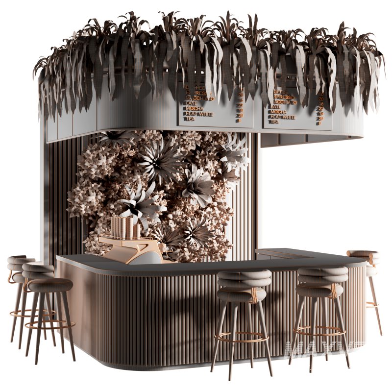 Coffee Bar with Plants-set13 - Image 1