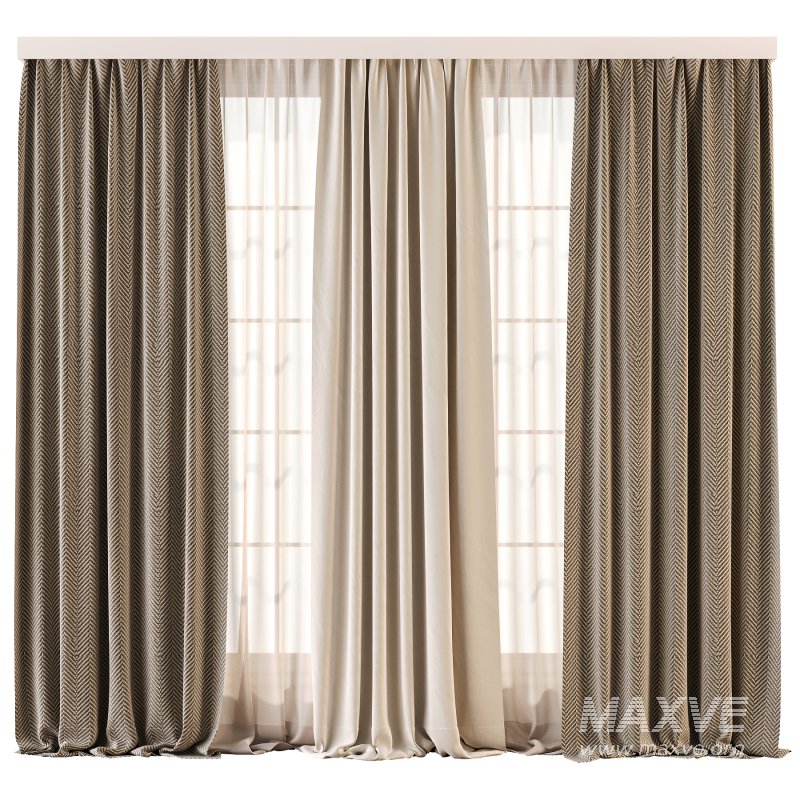Herringbone and Sheer Curtain Set 71 - Image 2