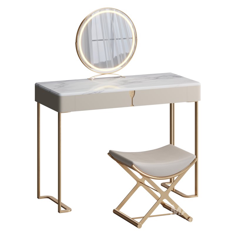 Ensemble de coiffeuse 39,37 bois massif minimaliste - Image 7