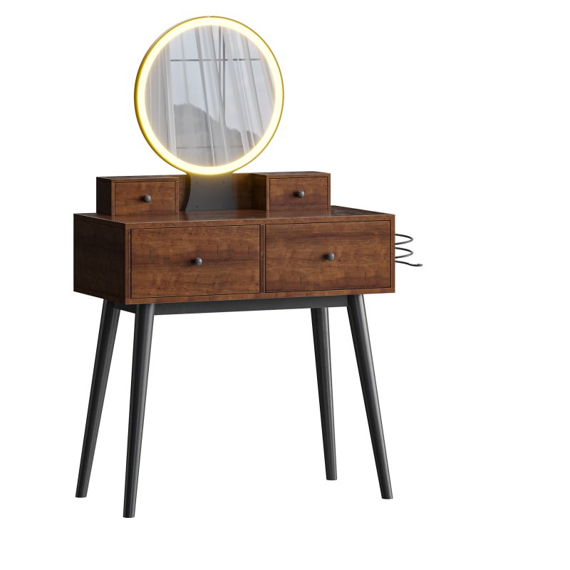 Ensemble coiffeuse avec tabouret et miroir Kyla - Image 1