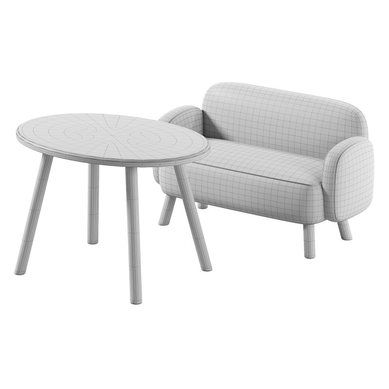 Childrens white sofa and Oval table - Image 1