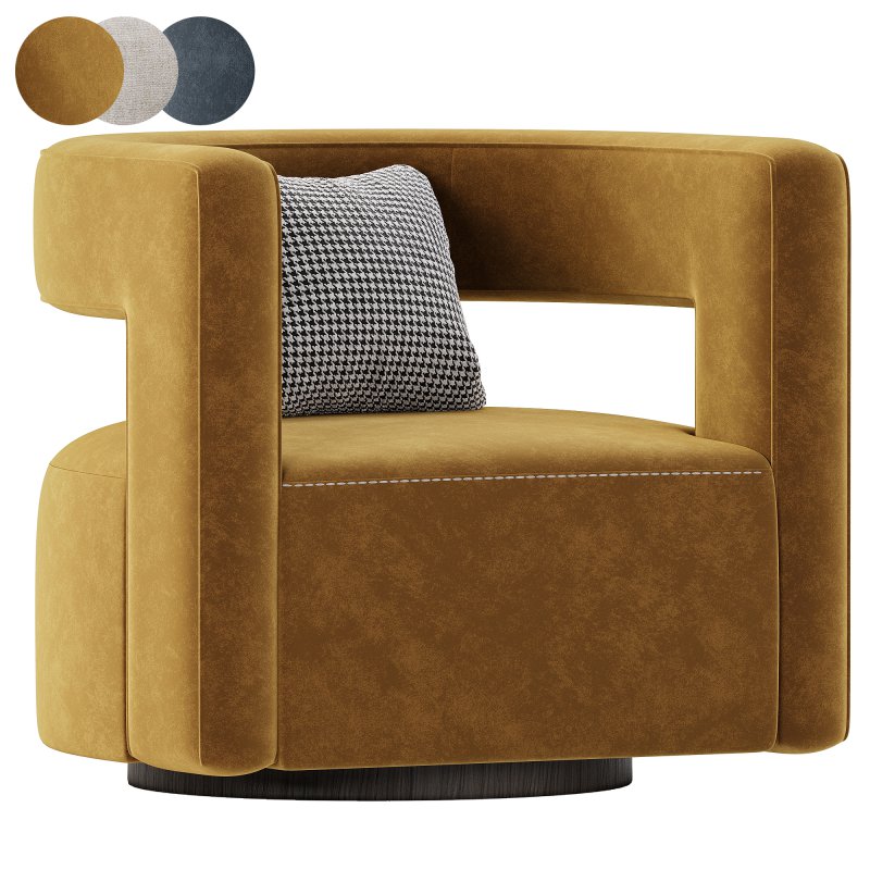 Restoration Hardware Drew Curved Swivel Chair RH - Image 5