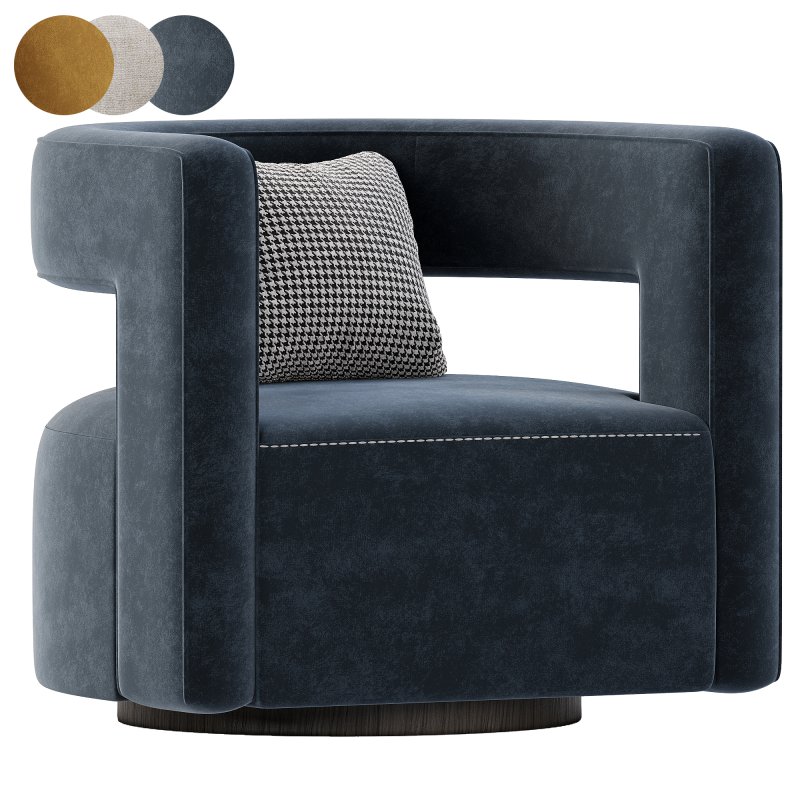 Restoration Hardware Drew Curved Swivel Chair RH - Image 1