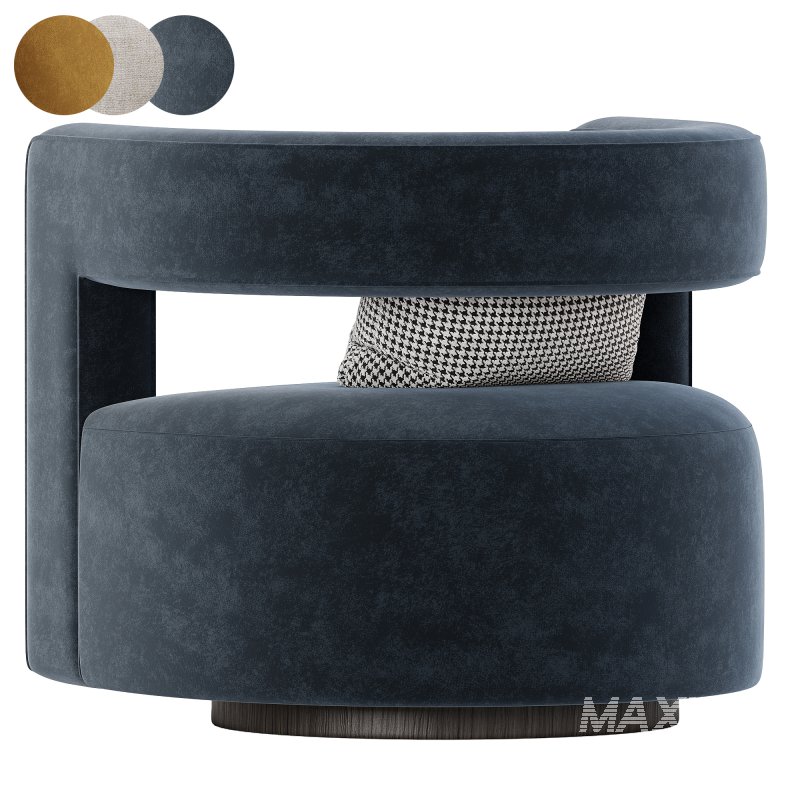 Restoration Hardware Drew Curved Swivel Chair RH - Image 3