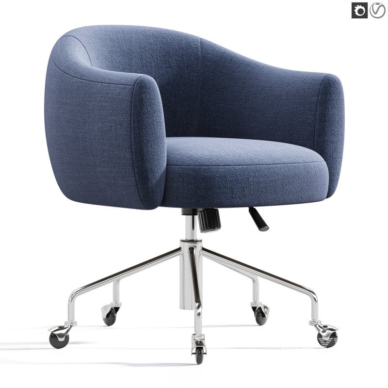 Ellessi Peppered Grey Boucle Swivel Office Chair - Image 6